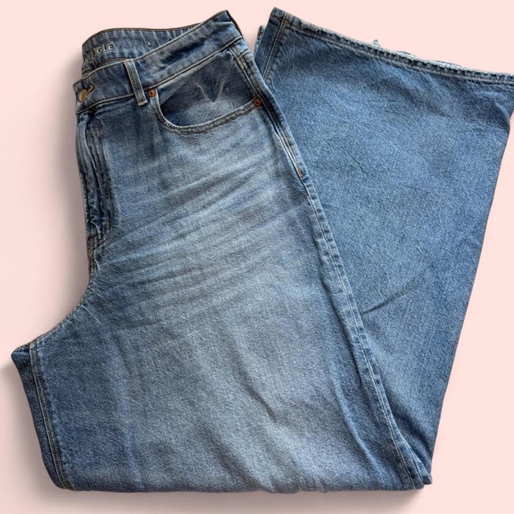 American Eagle Outfitters Light Wash Wide Leg Jeans